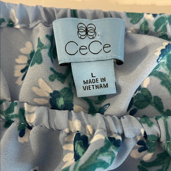 CeCe Tops - CeCe Blue Floral Blouse